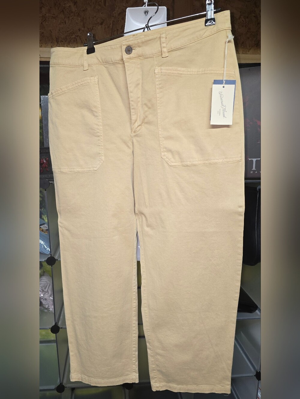 #87 Universal Thread Women's Cropped Wide-Leg Pants in Light Tan